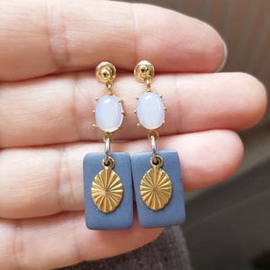 Cercei moderni lungi Cercei gri agatatori, cercei atarnatori supradimensionati cercei geometrici bijuterie cadou Craciun - Artynos.ro