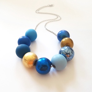 Colier albastru, colier contemporan artizanal colier statement colier geometric bijuterie moderna pentru birou, Bijuterii, Coliere, Coliere din margele, Confectionarea bijuteriilor, ARTYNOS