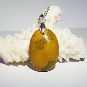 Pandantiv jasp ocru pandantiv piatra semipretioasa colier pietre semipretioase cadou berbec scorpion ziua mamei martisor, Bijuterii, Coliere, Pandative, Confectionarea bijuteriilor, ARTYNOS