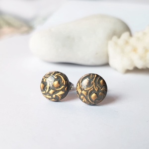 Cercei aurii cu surub cercei cu tija din fimo cercei baroci cercei minimali cadou pentru ea cadou femeie iubita prietena - bijuterii - cercei - cercei cu figurine - Artynos.ro