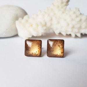 Cercei patrati din rasina cu pigmenti de culoarea cuprului, Bijuterii, Cercei, Cercei din rasina, , ARTYNOS