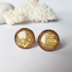 Cercei patrati din rasina cu pigmenti aurii, Bijuterii, Cercei, Cercei din rasina, , ARTYNOS