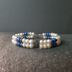 Bratara eleganta bratara perle naturale bratara pietre semipretioase jad albastru bratara cadou prietena colega iubita - Artynos.ro