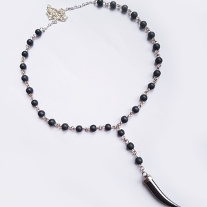 Colier lung artizanal Colier din margele semipretioase verzi Pandantiv frunza cupru colier aventurin verde colier rozar - Artynos.ro