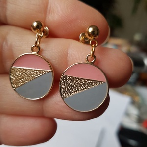 Cercei moderni geometrici cercei aurii rotunzi cercei drop cercei atarnatori tija bijuterie contemporana cadou Craciun - bijuterii - cercei - cercei lungi - Artynos.ro