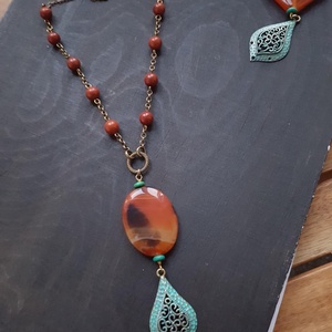 Colier vintage cu semipretioase Colier semipretioase turcoaz colier cu charm filigran cadou craciun sotie iubita  - Artynos.ro