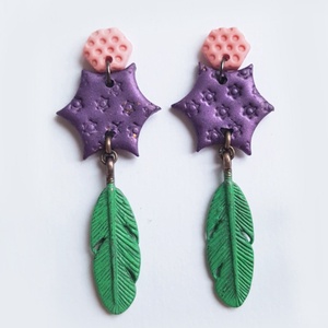 Cercei moderni cercei moderni roz maro, cercei toamna cercei atarnatori cu tija, bijuterie contemporana cadou Craciun - Artynos.ro