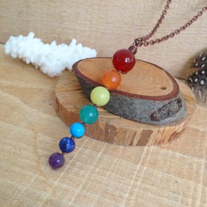 Colier chakra colier 7 chakre pandantiv 7 sfere colier yoga pietre pretioase colier in y colier margele semipretioase - bijuterii - coliere - coliere din pietre semiprețioase - Artynos.ro