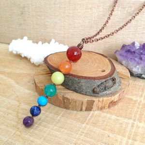Colier chakra colier 7 chakre pandantiv 7 sfere colier yoga pietre pretioase colier in y colier margele semipretioase - bijuterii - coliere - coliere din pietre semiprețioase - Artynos.ro