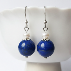 Cercei semipretioase lapis lazuli si argint 925 cercei pietre semipretioase cercei artizanali atarnatori cercei vintage - Artynos.ro