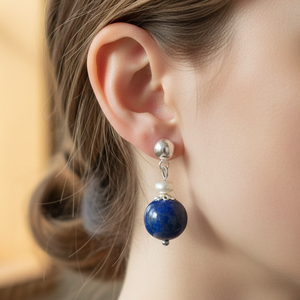Cercei semipretioase lapis lazuli si argint 925 cercei pietre semipretioase cercei artizanali atarnatori cercei vintage - bijuterii - cercei - cercei din pietre semiprețioase - Artynos.ro
