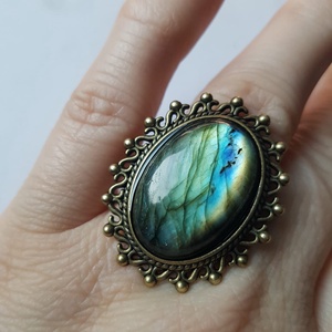 Inel labradorit inel cadochon piatra pretioasa labradorit inel reglabil filigran inel ajustabil bijuterie cadou colega - bijuterii - inele - inele cu pietre semiprețioase - Artynos.ro