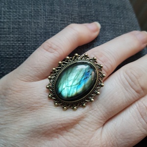 Inel labradorit inel cadochon piatra pretioasa labradorit inel reglabil filigran inel ajustabil bijuterie cadou colega - bijuterii - inele - inele cu pietre semiprețioase - Artynos.ro