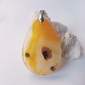 Pandantiv cu agata galbena, pandantiv piatra semipretioasa Pandantiv Agata bumblebee Naturala cadou ziua femeii mamei, Bijuterii, Coliere, Coliere din pietre semipretioase, Confectionarea bijuteriilor, ARTYNOS
