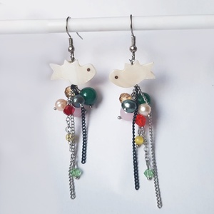 Cercei lungi cluster cercei pasare cercei cu pietre semipretioase atarnatori cercei hippie pasare cadou iubita martie  - bijuterii - cercei - cercei lungi - Artynos.ro