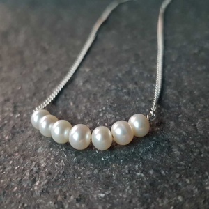 Colier minimalist perle naturale pandantiv de argint 925 pandantiv perle albe mireasa, colier baza gatului cadou Craciun, Bijuterii, Coliere, Coliere din argint, Confectionarea bijuteriilor, ARTYNOS