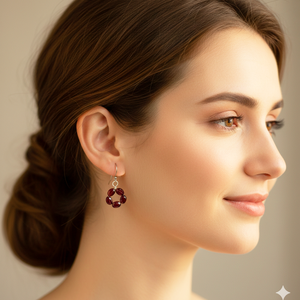 Cercei eleganti cercei cu granate cercei atarnatori semipretioase cercei ocazie cercei moderni cadou martie martisor - bijuterii - cercei - cercei din pietre semiprețioase - Artynos.ro