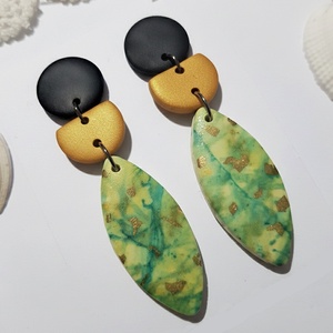 Cercei moderni fimo Cercei lungi cercei hoops cercei negri verzi cercei atarnatori geometrici bijuterie moderna cadou, Bijuterii, Cercei, Cercei lungi, Confectionarea bijuteriilor, ARTYNOS