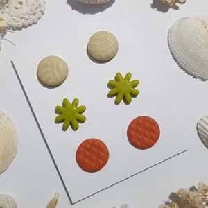 Set Cercei pentru lobul urechii fimo cercei surub rotunzi cercei cu tija cercei aurii verzi cercei minimali cadou femeie, Bijuterii, Seturi de bijuterii, Confectionarea bijuteriilor, ARTYNOS