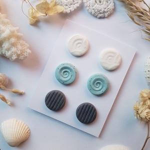 Set Cercei pentru lobul urechii fimo cercei surub rotunzi cercei cu tija cercei aurii verzi cercei minimali cadou femeie - bijuterii - seturi de bijuterii - Artynos.ro