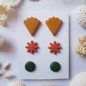 Set Cercei pentru lobul urechii fimo cercei surub rotunzi cercei cu tija cercei aurii verzi cercei minimali cadou femeie, Bijuterii, Seturi de bijuterii, Confectionarea bijuteriilor, ARTYNOS