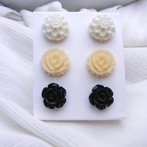 Set Cercei pentru lobul urechii fimo cercei surub rotunzi cercei cu tija cercei aurii verzi cercei minimali cadou femeie - bijuterii - seturi de bijuterii - Artynos.ro