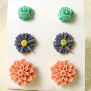 Set Cercei pentru lobul urechii fimo cercei surub rotunzi cercei cu tija cercei aurii verzi cercei minimali cadou femeie - bijuterii - seturi de bijuterii - Artynos.ro