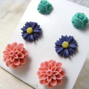 Set Cercei pentru lobul urechii fimo cercei surub rotunzi cercei cu tija cercei aurii verzi cercei minimali cadou femeie, Bijuterii, Seturi de bijuterii, Confectionarea bijuteriilor, ARTYNOS