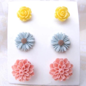 Set Cercei pentru lobul urechii fimo cercei surub rotunzi cercei cu tija cercei aurii verzi cercei minimali cadou femeie - bijuterii - seturi de bijuterii - Artynos.ro