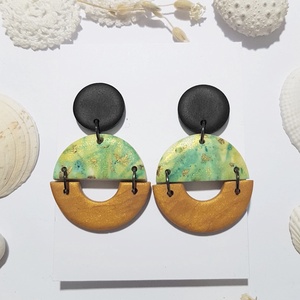 Cercei moderni fimo Cercei lungi cercei hoops cercei negri verzi cercei atarnatori geometrici bijuterie moderna cadou - Artynos.ro