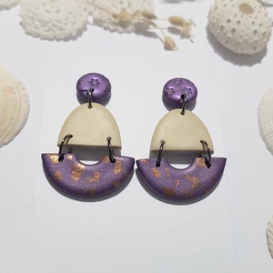 Cercei moderni cercei moderni bej violet, cercei toamna cercei atarnatori cu tija, bijuterie contemporana cadou Craciun - Artynos.ro