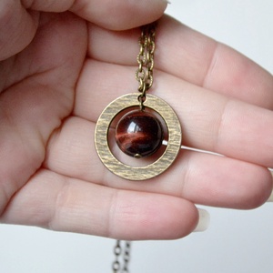 Cadou pentru barbati Pandantiv ochi de tigru pandantiv unicat bijuterie minimalista pandantiv barbati piatra naturala , Bijuterii, Coliere, Pandative, Confectionarea bijuteriilor, ARTYNOS