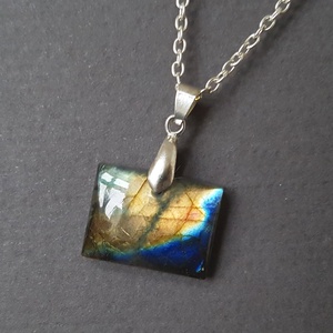 Pandantiv labradorit natural colier piatra semipretioasa pandantiv piatra naturala oval bijuterie cuart cadou barbat, Bijuterii, Coliere, Coliere din pietre semipretioase, Confectionarea bijuteriilor, ARTYNOS