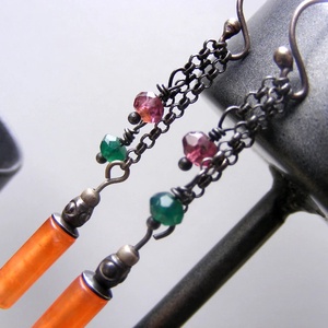 Cercei eleganti cercei cu granate cercei atarnatori semipretioase cercei ocazie cercei moderni cadou martie martisor - bijuterii - cercei - cercei din pietre semiprețioase - Artynos.ro