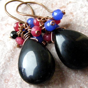 Cercei eleganti cercei cu onix negru cercei atarnatori semipretioase cercei ocazie cercei moderni cadou martie martisor - bijuterii - cercei - cercei din pietre semiprețioase - Artynos.ro