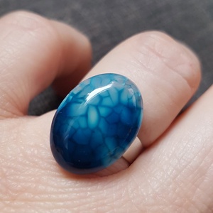 Inel reglabil cu piatra de agata albastra inel agata inel ajustabil cadou iubita bijuterie cadou iubita mama martie - bijuterii - inele - inele cu pietre semiprețioase - Artynos.ro