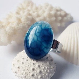 Inel reglabil cu piatra de agata albastra inel agata inel ajustabil cadou iubita bijuterie cadou iubita mama martie, Bijuterii, Inele, Inele cu pietre semipretioase, Confectionarea bijuteriilor, ARTYNOS