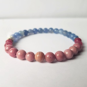 Bratara din pietre semipretioase bratara agata albastra si rodonit bratara pietre naturale, Bijuterii, Bratari, Bratari din pietre semipretioase, Confectionarea bijuteriilor, ARTYNOS