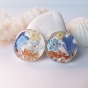 Cercei lungi cu flori albastre naturale cercei din rasina cercei moderni cercei cu albastrele cercei hippie , Bijuterii, Cercei, Cercei din rasina, , ARTYNOS