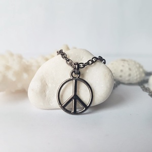 Pandantiv semnul pacii pandantiv negru pandantiv barbati cadou iubit cadou unisex pandantiv pace pandantiv minimalist, Bijuterii, Coliere, Pandative, Confectionarea bijuteriilor, ARTYNOS