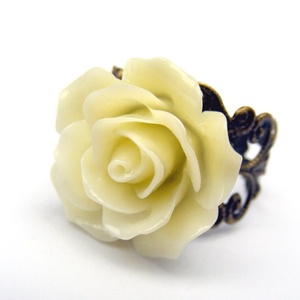 Inel reglabil filigran inel statement ajustabil trandafir inel vintage floare cadou pentru fiica bijuterie unic martie, Bijuterii, Inele, Inele statement, Confectionarea bijuteriilor, ARTYNOS