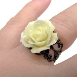 Inel reglabil filigran inel statement ajustabil trandafir inel vintage floare cadou pentru fiica bijuterie unic martie - bijuterii - inele - inele statement - Artynos.ro