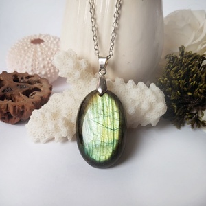 Pandantiv labradorit natural colier piatra semipretioasa pandantiv piatra naturala oval bijuterie cuart cadou barbat - bijuterii - coliere - coliere din pietre semiprețioase - Artynos.ro