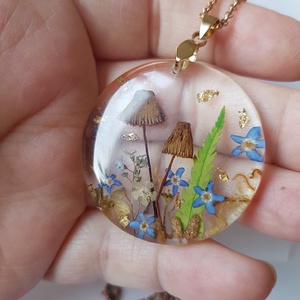 Colier handmade Pandantiv rasina buchet flori naturale Pandantiv terarium cadou inedit pandantiv ocazie - bijuterii - coliere - pandative - Artynos.ro