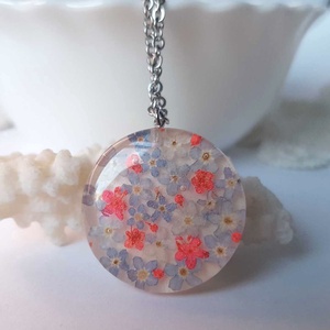 Colier flori handmade Pandantiv vintage din rasina flori naturale buchet flori colier flori presat cadou femeie iubita, Bijuterii, Coliere, Pandative, Aranjament de flori, Confectionarea bijuteriilor, ARTYNOS