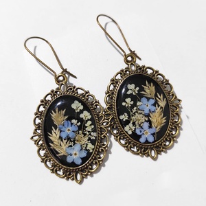 Cercei pentru mireasa traditionala cercei flori albastre naturale cercei mireasa autentica cercei ocazie nunta la tara - Artynos.ro