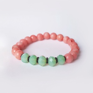 Bratara din pietre semipretioase bratara coral somon cristale verde menta bratara pietre naturale - bijuterii - brățări - brățări din pietre semiprețioase - Artynos.ro