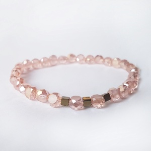 Bratara din cristale fatetate roz, bratara ajustabila, bratara elastica, Bijuterii, Bratari, Bratari din margele, Confectionarea bijuteriilor, ARTYNOS