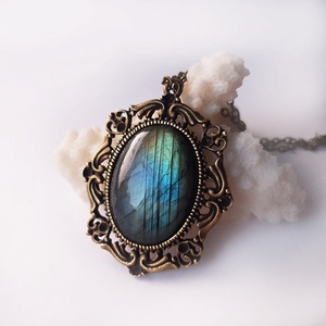 Pandantiv din labradorit colier labradorit rotund pandantiv piatra semipretioasa pandantiv cristal natural cadou iubita, Bijuterii, Coliere, Coliere din pietre semipretioase, Confectionarea bijuteriilor, ARTYNOS