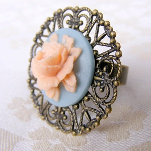 Inel reglabil filigran inel statement ajustabil trandafir inel vintage floare cadou pentru fiica bijuterie unic martie - bijuterii - inele - inele statement - Artynos.ro